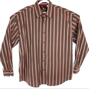 Attitude Gold 4XL striped button down dress shirt